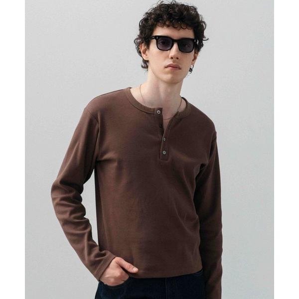 ヘンリーネック tシャツ 「LURAKU」Rib Henry Neck Long Sleeve Tee / リブヘンリーネックロングスリーブTシャツ メンズ