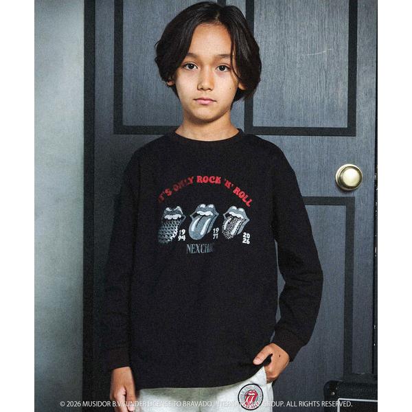 tシャツ 「ザ・ローリング・ストーンズｘNEXCHIC」天竺フロッキープリントTシャツ(110~150cm) キッズ 子供服 男の子 女の子