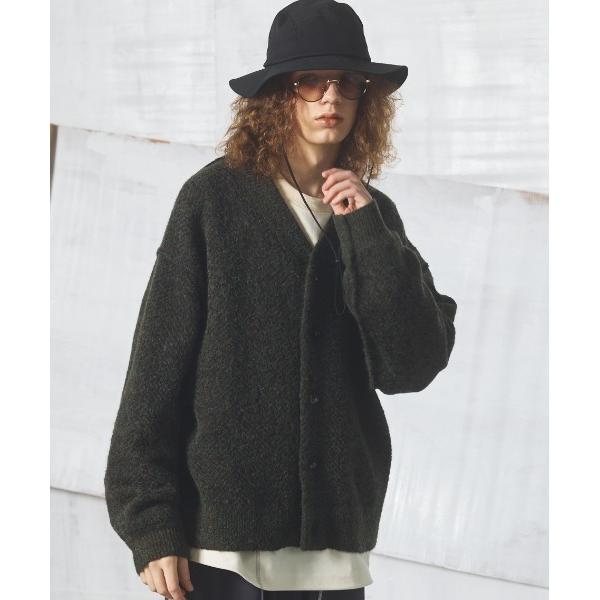 カーディガン 「UNISEX」ヘリンボーンニットプライムオーバーカーディガン/Herringbone Knit Prime-Over Cardigan「MAISON SPECIAL/メゾンスペシャル」