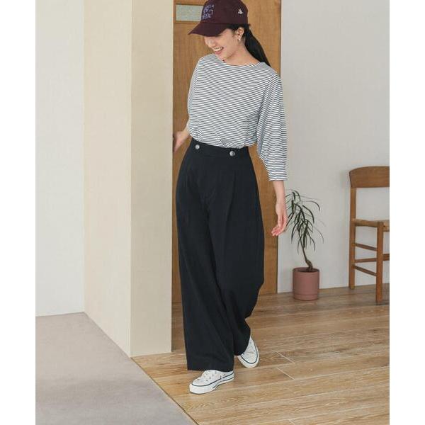 ワイドパンツ パンツ ボタンポイントパンツ レディース