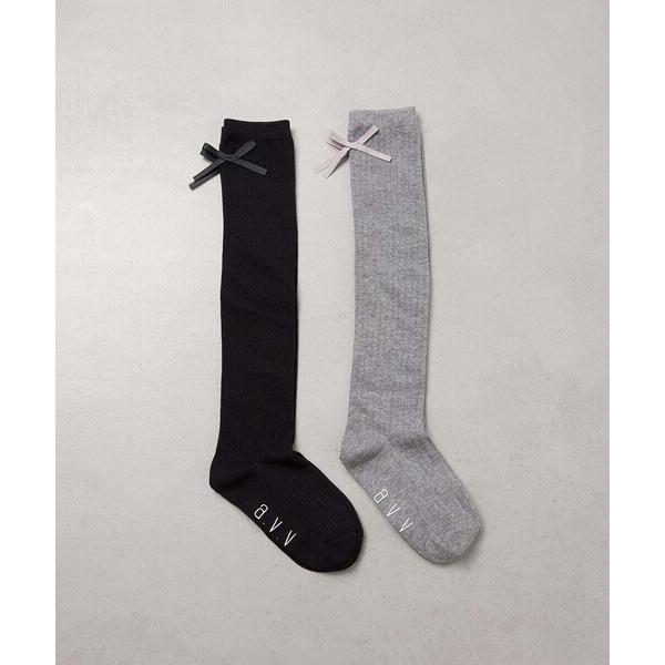靴下 「KIDS」「19-21/22-24cm」リボンニーハイソックス キッズ 子供
