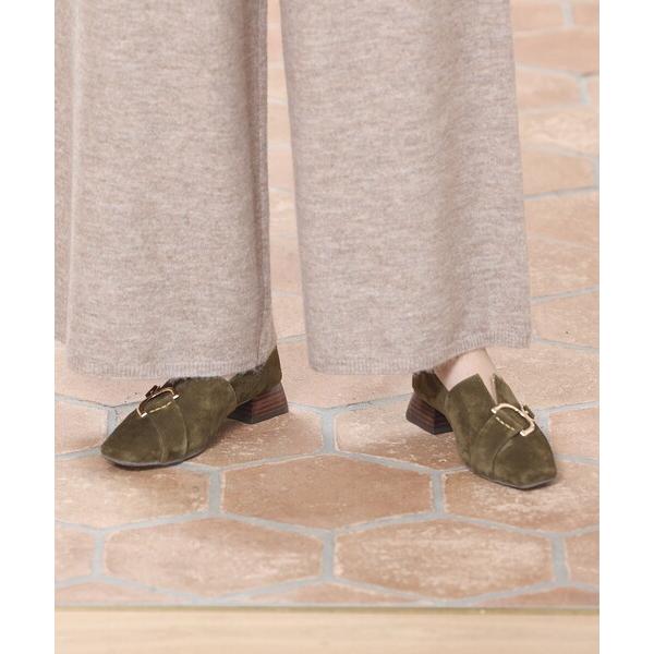 パンプス ナロースクエアバックルパンプス