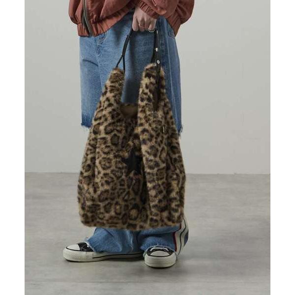 トートバッグ 大きめ 2WAY LEOPARD ECO-FUR SHOPPING TOTE BAG レディース メンズ