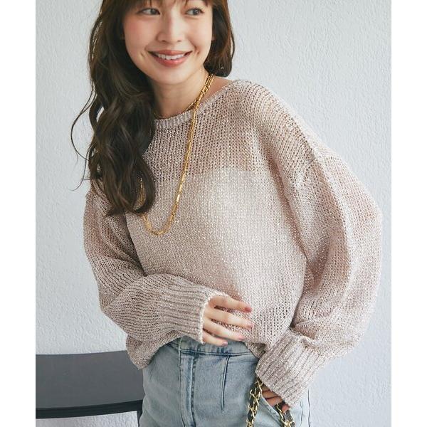 ニット セーター 「ロングシーズンおすすめ」ラメ天竺針抜ニット レディース