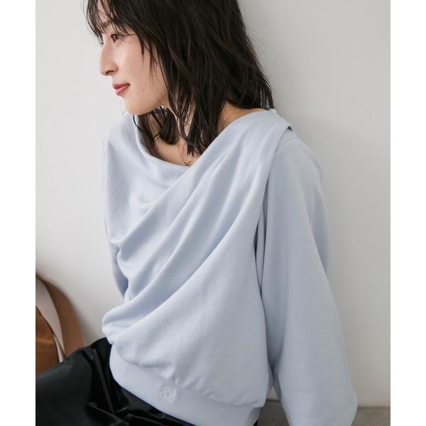 トレーナー スウェット ワンポイント刺繍入りドレープスウェットプルオーバー レディース