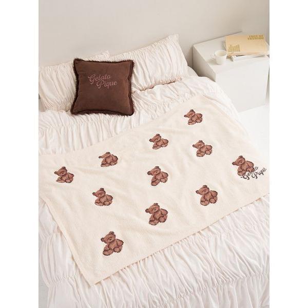 ベッド 寝具 「Sleep」ベア総柄ジャガードハーフケット