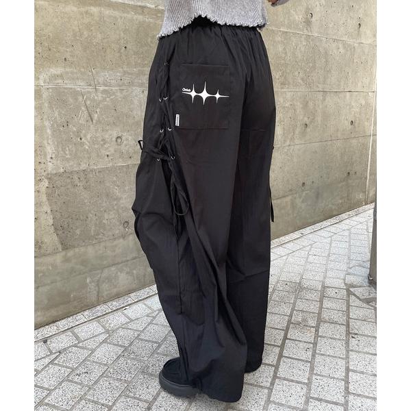 ワイドパンツ パンツ サイドスピンドル ワイドトラックパンツ レディース