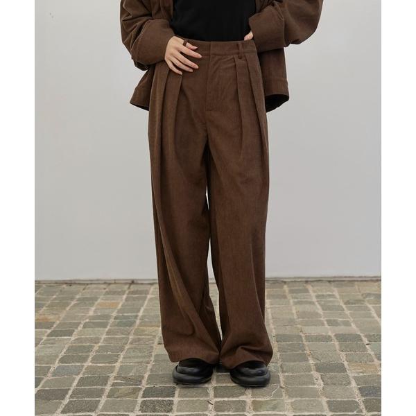 ワイドパンツ パンツ コーデュロイ コーデュロイタックパンツ レディース