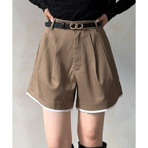 パンツ レイヤード風ショートパンツ レディース