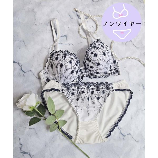 ブラジャー ショーツセット 「ノンワイヤー/ラクして整う！ストレスフリーで上品なフィット感♪」上下セット/M-LL/フラワーブーケ