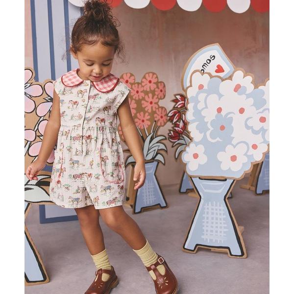 ワンピース キッズ ラウンドカラー プレイスーツ Pony キッズ 子供服 女の子
