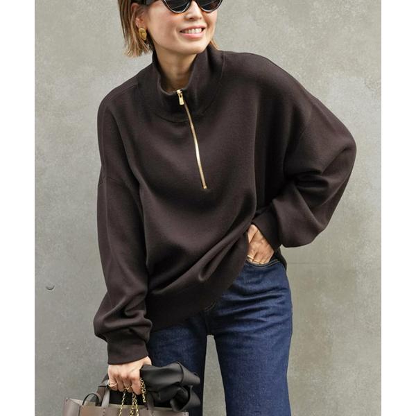 タートルネック ニット セーター *Smooth Half Zip プルオーバー レディース