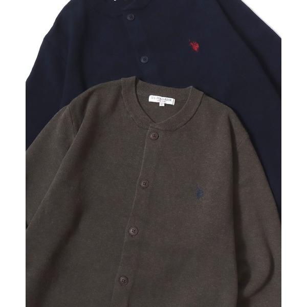 カーディガン U.S. POLO ASSN./ユーエスポロアッスン ミドルゲージニット ロゴ ワンポイント刺繍 カーディガン/レディース メンズ メンズ レディース