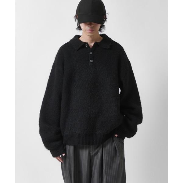 セーター ニット 「Neucon」FINE SOFT SHAGGY KNIT POLO / ファインソフトシャギーニットポロシャツ メンズ