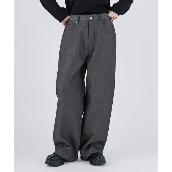ワイドパンツ ジーンズ ワイドストレートリジッドデニムパンツ メンズ レディース