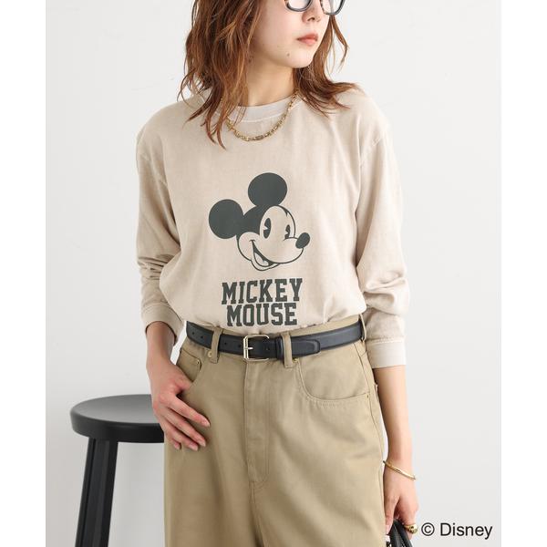 tシャツ (MICKEY)ピグメントロングスリーブTシャツ レディース