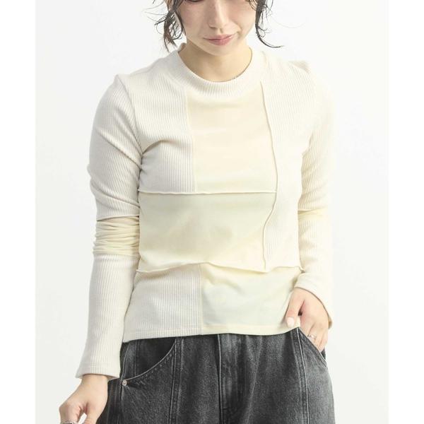 tシャツ 「HL」PATCHWORK VELOR RIB TOP レディース