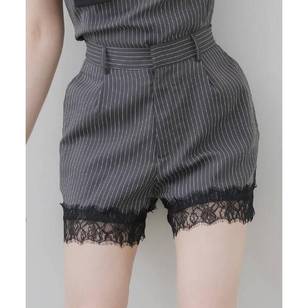 パンツ 「セットアップ対応」ひげレース付きショートパンツ レディース