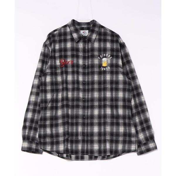 シャツ YOIDORE サメビール チェックシャツ メンズ レディース
