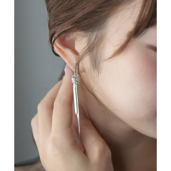 ピアス ノットビジューチェーンフリンジピアス レディース
