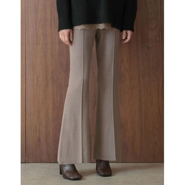 パンツ 「2026AW PRE ORDER」「低身長サイズ有」リブニットキックフレアパンツ レディース
