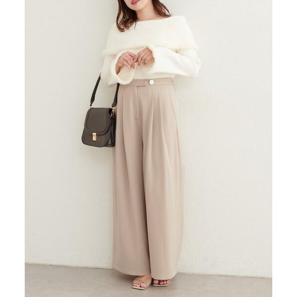 ワイドパンツ パンツ 「canami」金釦カットジョーゼットタックワイドパンツ レディース