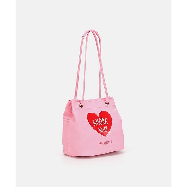 ショルダーバッグ バッグ RUBY TAYLOR Collaboration AMORE MIO ハートプリント キャンバス 巾着ショルダーバッグ - ピンク レディース
