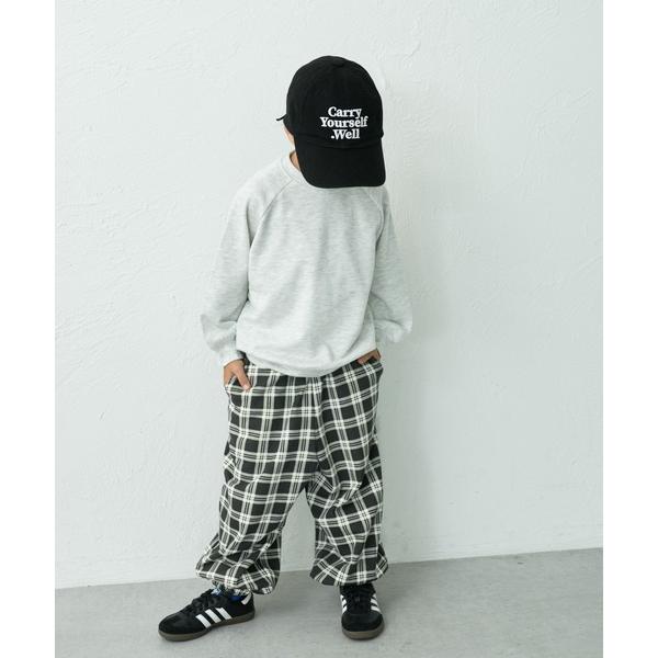 セットアップ 「90-150cm」裏毛 プチ刺繍トレーナー＆チェックパンツ セットアップ キッズ 子供服 男の子 女の子