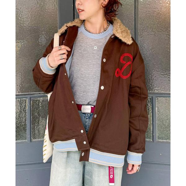 コート アウター Rosette badge  2WAYボア衿スタジャン レディース