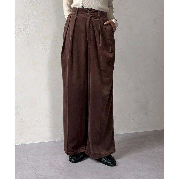 ワイドパンツ パンツ コーデュロイ 2タックコーデュロイパンツ レディース