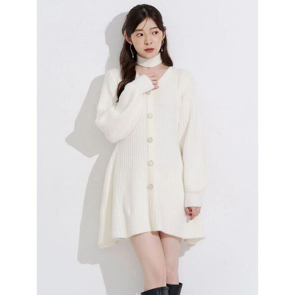 ワンピース フィットアンドフレアミニニットワンピース