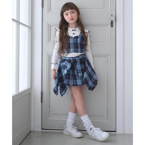 アンサンブル チェック柄ビスチェ　×デザイントップス（別売りＳＥＴＵＰ） キッズ 子供服 女の子