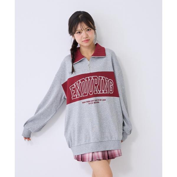トレーナー 「LTXC/綿100%」バイカラーハーフジッププルオーバー● キッズ 子供服 女の子