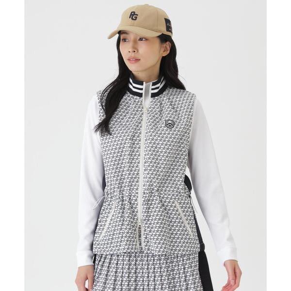 ベスト ジレ 「PEARLY GATES」TEXBRID丸編みメッシュフルジップスタンドベスト 「もちうさぎ柄」 (WOMENS) レディース