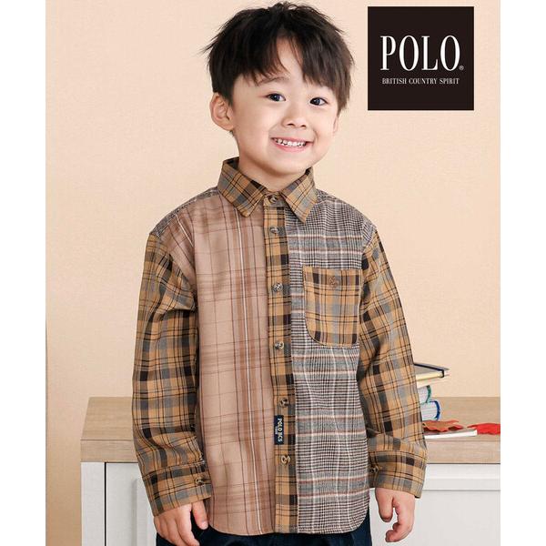 ブラウス シャツ 「POLO BCS(ポロ・ビーシーエス)×SLAP SLIP」切り替えシャツ(80~130cm) キッズ 子供服 男の子 女の子