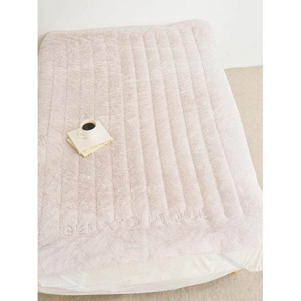 ベッド 寝具 「Sleep」ストライプロゴキルト敷きパッド(シングル)