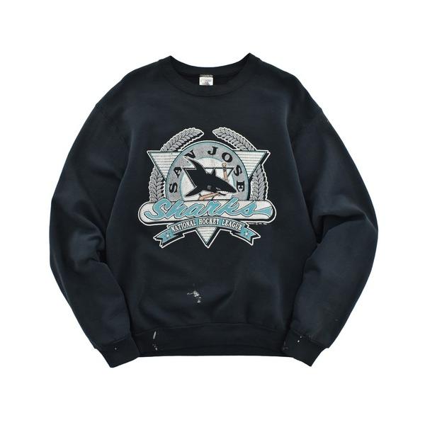 トレーナー スウェット 「USED」90's FRUIT OF THE LOOM ”SAN JOSE Sharks” ロゴ スウェット USA製 メンズ レディース