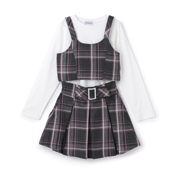アンサンブル 「即コーデ完成」「インナーつき」長袖ビスチェセットアップ キッズ 子供服 女の子