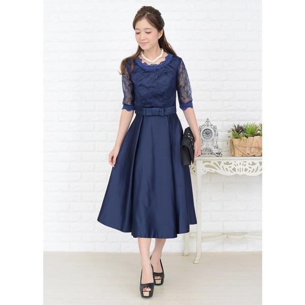 ZOZO問い合わせ番号:42605924ショップ:Lace Ladies，レースレディースブランド:Lace Ladies，レースレディース商品名:ウエストリボン付きサテン風Aラインワンピース・ドレスカテゴリ:ワンピース/ドレス>ドレ...