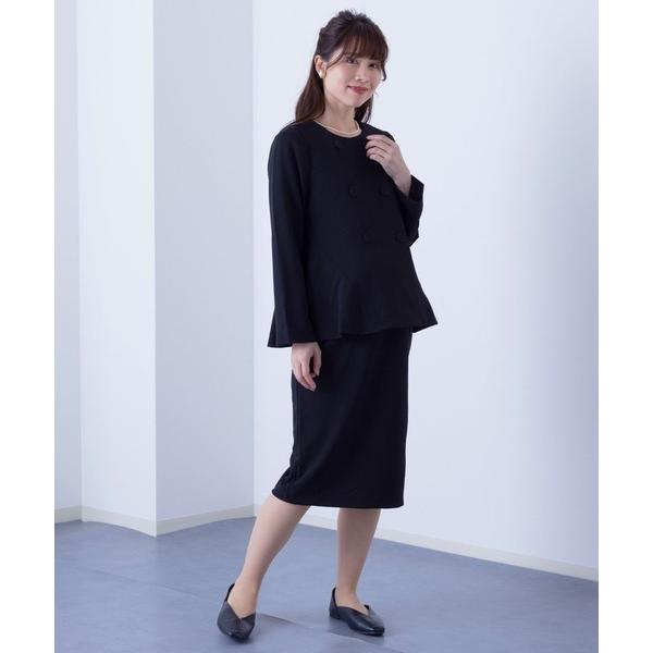 試着可 マタニティ 服 フォーマル セットアップ マタニティワンピース カシュクール Iライン ジャケット ペプラム 授乳服 秋 冬 春