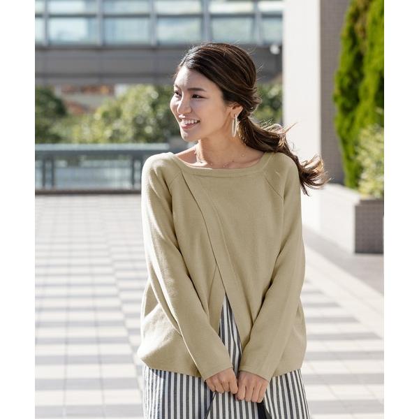 マタニティ 服 ニット 授乳服 トップス オーガニックコットン 前後2WAY スリット入りトップス 産前産後兼用