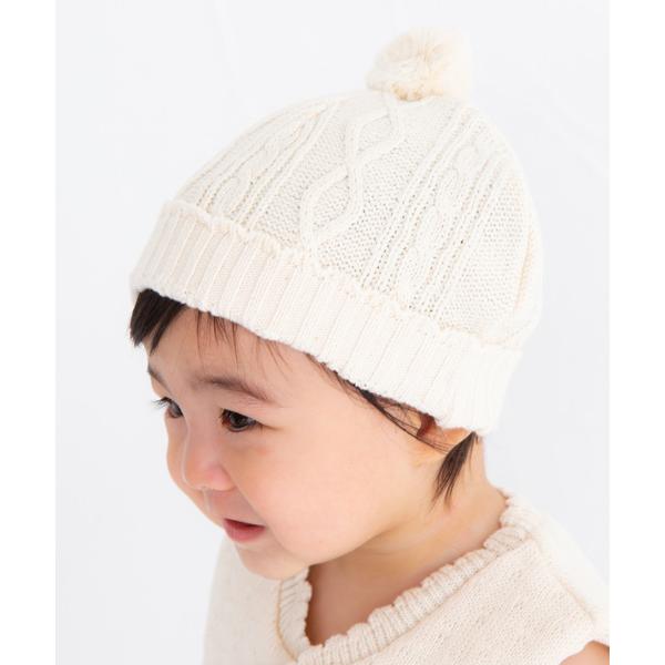 ニット帽 ニットキャップ 「 pompkinsbaby / ポプキンズベビー 」縄編みニットキャップ キッズ 子供 男の子 女の子