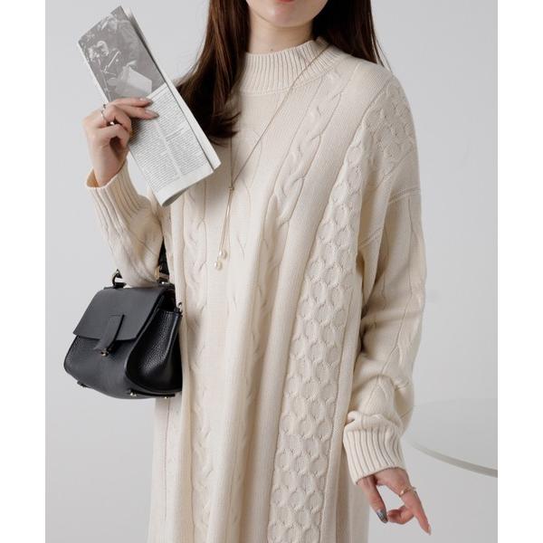 『タイムセール実施中』ZOZO問い合わせ番号:50251022ショップ:BELLUNA PLUS，ベルーナ プラスブランド:BELLUNA PLUS，ベルーナ商品名:ケーブル柄ロング丈ニットワンピースカテゴリ:ワンピース/ドレス>ワン...