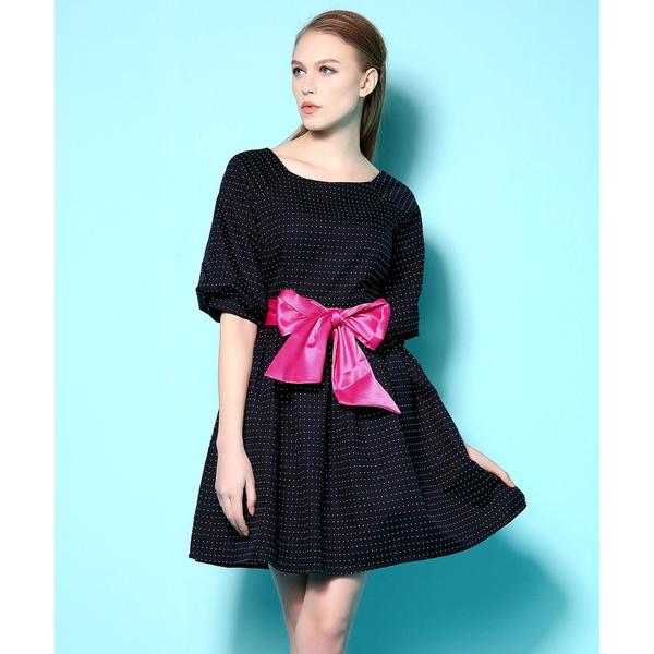 『セール実施中』ZOZO問い合わせ番号:50392825ショップ:OSYAREVO，オシャレボブランド:OSYAREVO，オシャレボ商品名:ピンドット リボンドレスワンピースカテゴリ:ワンピース/ドレス>ドレスブランド品番:xym90...