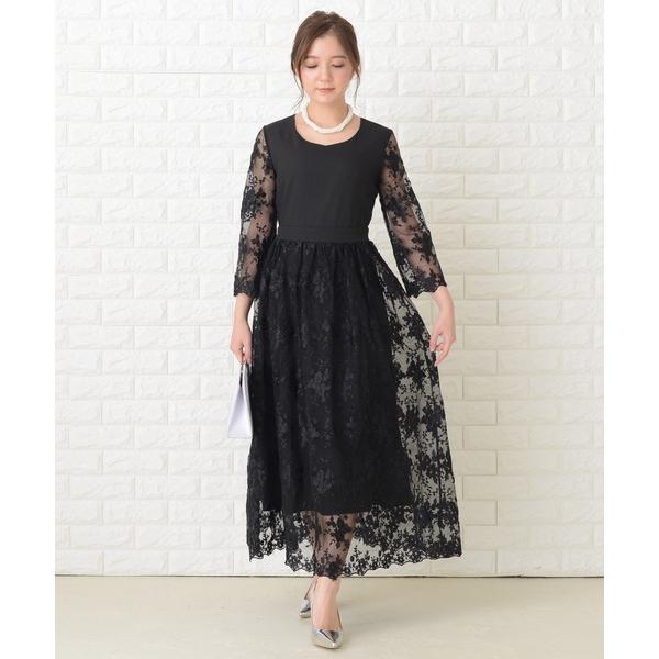 『タイムセール実施中』ZOZO問い合わせ番号:53677770ショップ:Lace Ladies，レースレディースブランド:Lace Ladies，レースレディース商品名:花柄シースルー袖ロングパーティドレス・ワンピースカテゴリ:ワンピース/...