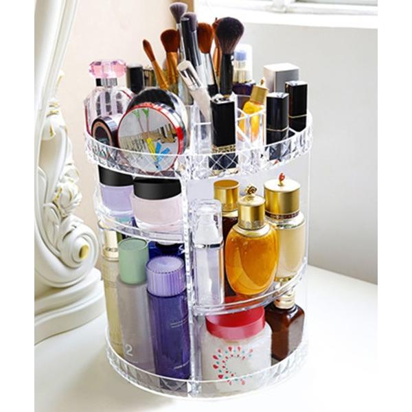 『タイムセール実施中』ZOZO問い合わせ番号:53864368ショップ:TeddyShop，テディショップブランド:DAY CLOSET，デイ クローゼット商品名:360度回転式 6段階高さ調節 大容量クリアコスメボックス　収納24点セット...