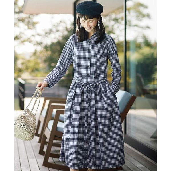 ワンピース ワンピース ドレス シャツ ブルー リボン ベルト付 Sunny Clouds 通販