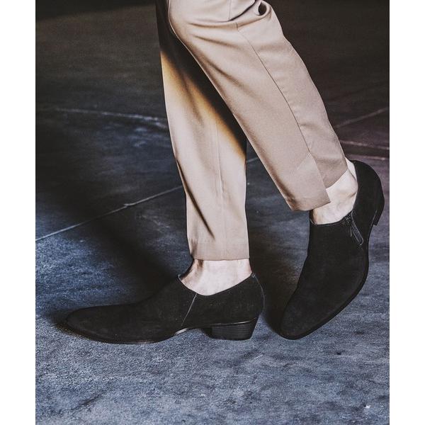 スリッポン サイドZIPショートヒールブーツ メンズ