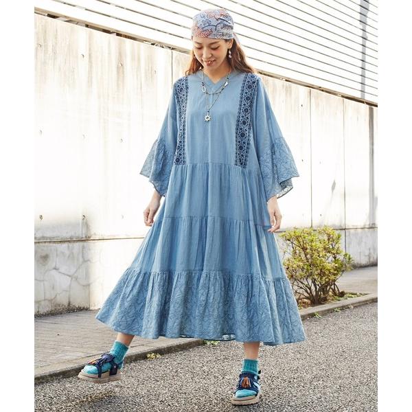 ワンピース ドレス ネイビー ベージュ ブルー レース ワンピース レディースファッション通販