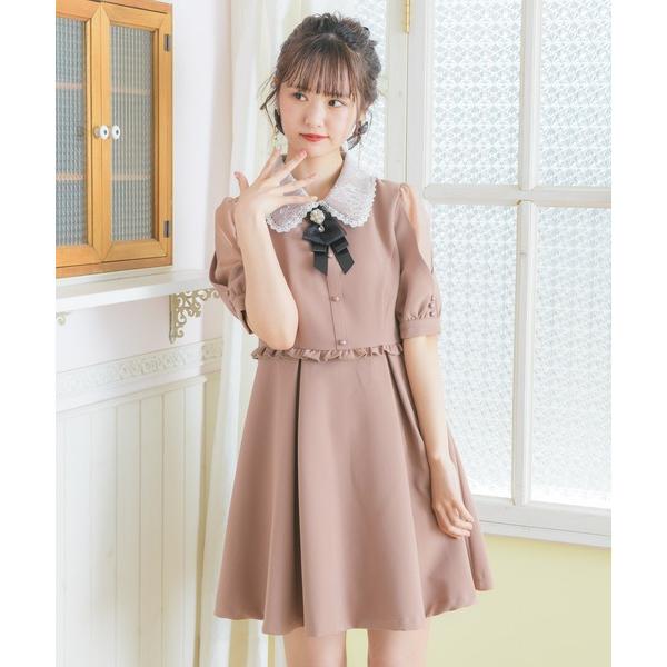 ワンピース ガーリー系 清楚系 10代 代 ブラック ブラウン レース Rojita 通販